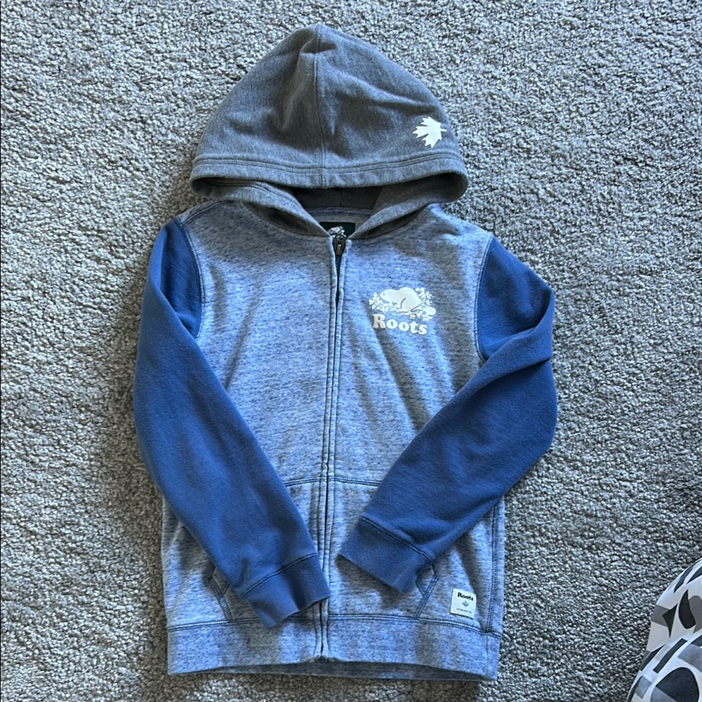 Roots Two-Tone Gray and Blue Hoodie